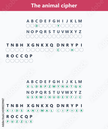 Valokuva Animal cipher key for decoding messages and puzzles