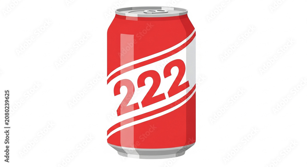 Obraz premium Illustration of Red Soda Can with Number 222 Design on White Background