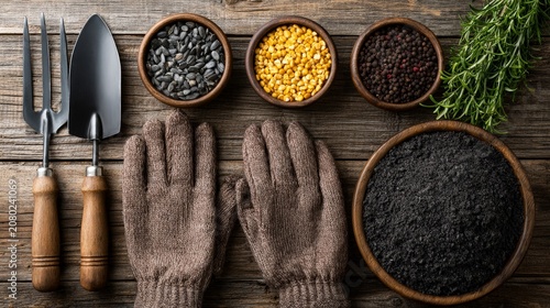 Tools and Seeds for Flat Farming – Gardening Essentials with Gloves