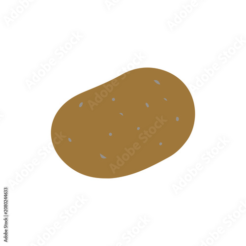Fresh raw potato vector illustration isolated on white background. Flat vector icon of brown potato vegetable.