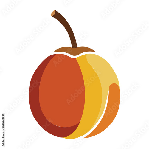 Fresh peach fruit vector illustration showing natural texture and vibrant orange color palette
