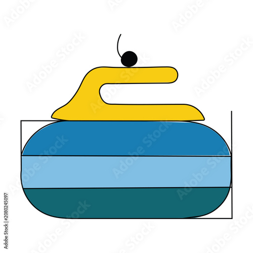 Curling stone with cherry icon vector illustration for winter sports and competition concepts