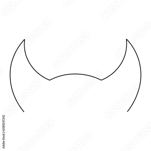 Curved devil horns silhouette outline representing mischief evil costume halloween character symbol