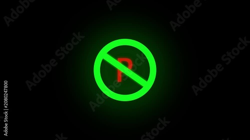 No Parking Text Animation – Bold Warning Sign Motion Graphic, Clean Traffic Alert Typography, 4K Loop Background