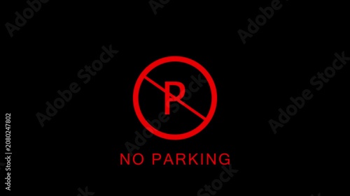 No Parking Text Animation – Bold Warning Sign Motion Graphic, Clean Traffic Alert Typography, 4K Loop Background