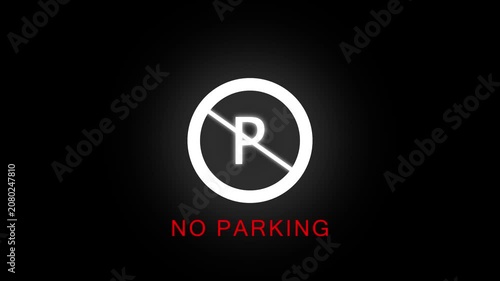 No Parking Text Animation – Bold Warning Sign Motion Graphic, Clean Traffic Alert Typography, 4K Loop Background