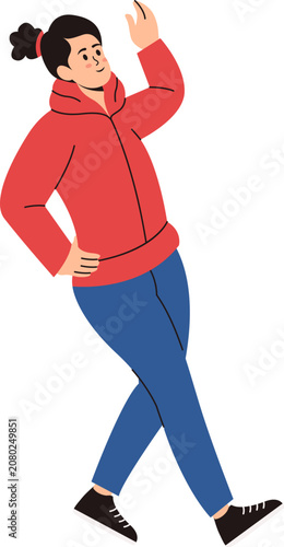 Illustration of a Woman Wearing Winter Clothing. Vector Character.