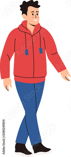 Illustration of a Man Wearing Winter Clothing. Vector Character.