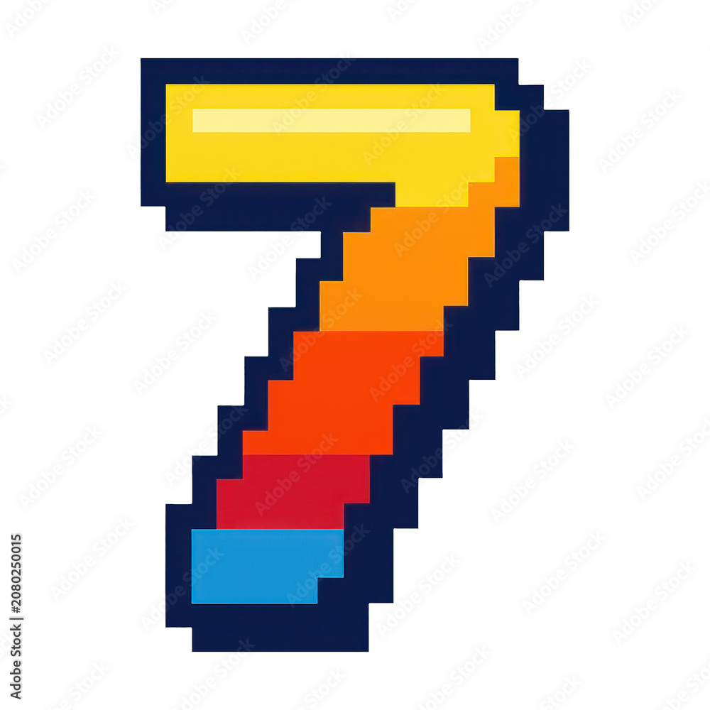 Fototapeta premium PNG Colorful pixelated number seven