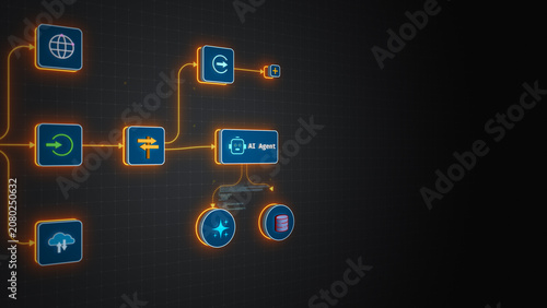 AI Agent Automating Workflow System Integration Process Vector Illustration Design
