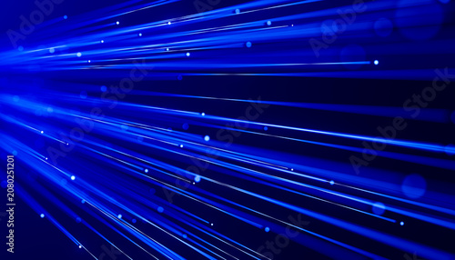 3D fiber data flow with horizontal light trails inside