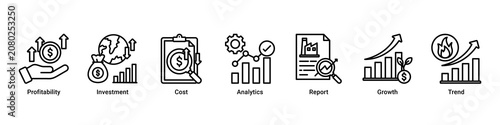 Bild auf Leinwand Investment Insight web banner icon vector illustration with icons of Profitabili