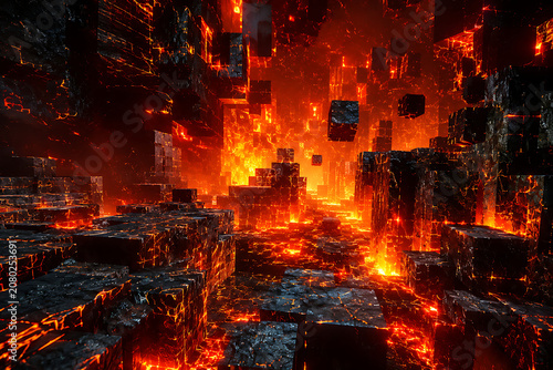 Intense Fire Burning Industrial Building at Night with Dark Smoke and Flames