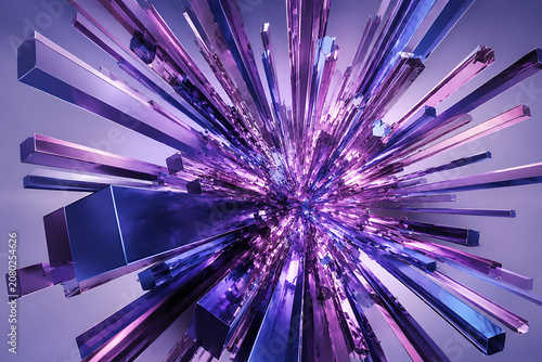 Abstract Light Trails Bursting in Dark Futuristic Tunnel with Neon Glow