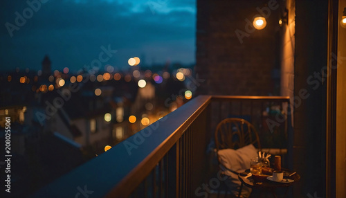 Photo of the house balcony and the night atmosphere.