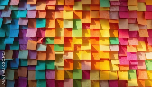 Vibrant mosaic of colorful squares perfect for brainstorming, planning, or organizing ideas for any project.