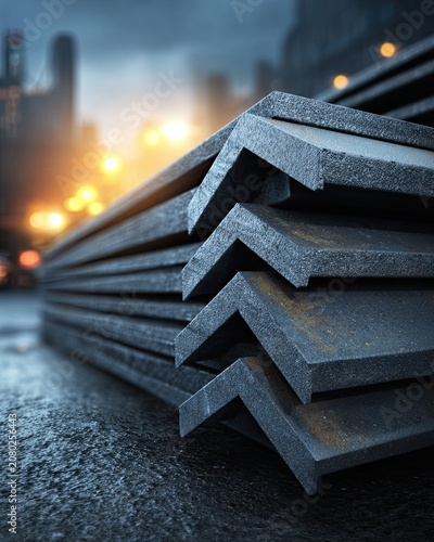 Stacked Metal Angle Bars in Industrial Corner Setting