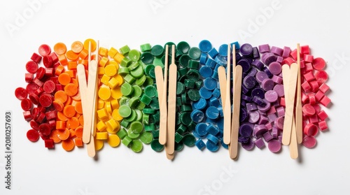 Craft Wax Beads in a Rainbow Spectrum with Wood Sticks