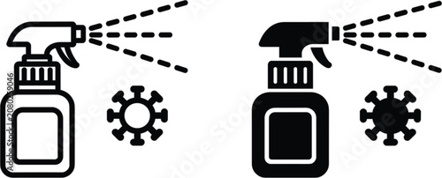 Cuadro en lienzo Disinfectant spray bottle icon set, cleaning sanitizer vector collection isolate