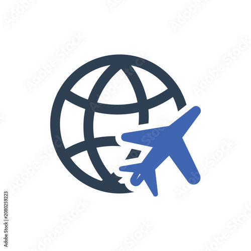 Flight Tracker Status Icon, Airplane Flying Around Globe Icon