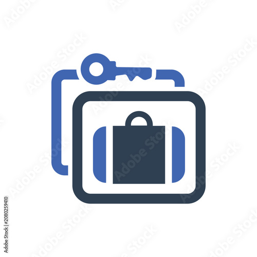 Luggage Locker Vector Icon, Luggage Tag and Key Icon