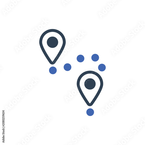 Map Route Icon, Map Pin Route Illustration