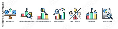 Foto Competitive Edge web banner icon vector illustration with icons of Competitive,