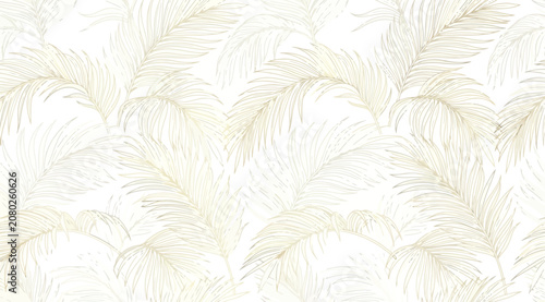 Foto Seamless pattern with handdrawn gold palm leaves