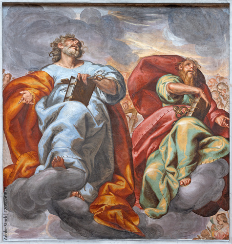 Crema - The fresco of St. Peter and Paul in the church Chiesa di San Giovanni...