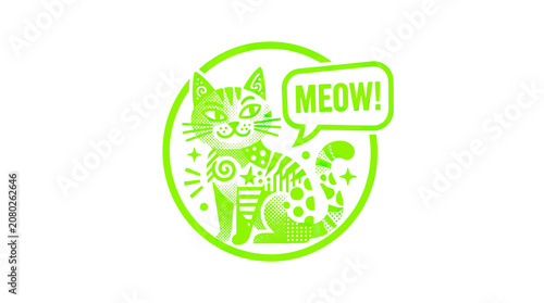 Cute Cat Illustration with 