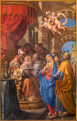 PISA, ITALY - JUNE 25, 2026: The painting of Presentation of Jesus in the Tem...