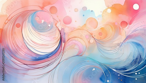 Soft Pastel Watercolor Circles And Gentle Swirling Lines Create A Dreamy Abstract Background Embodying A Tranquil And Ethereal Aesthetic Perfect For Calm And Delicate Designs