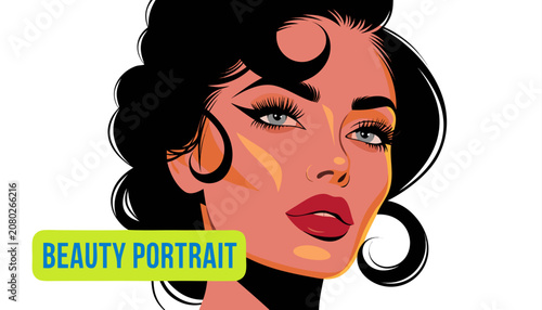 Fotografia Very beautiful close-up realistic vector of an elegant woman with glowing skin,