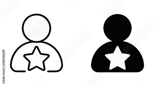 Fotografie Star Performer Icon: Simple graphic representation of a person with a star badge, symbolizing achievement, recognition, or a top performer