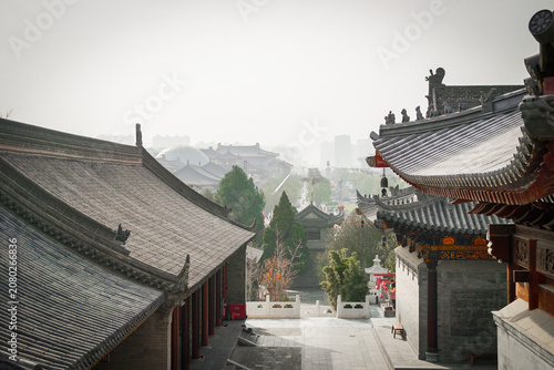 Canvastavla Temple Rooftops View in Xian China