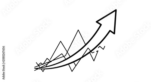 Fotografie Upward arrow with fluctuating graph lines indicating business growth