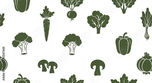 Tableau sur toile Variety of green vegetables illustration.