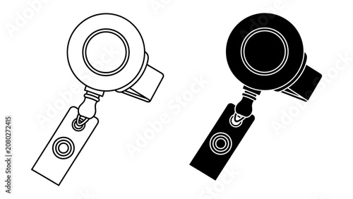 Photos Retractable ID Card Holder: A set of retractable ID card holders in outline and silhouette form, designed for security and easy access to identification badges