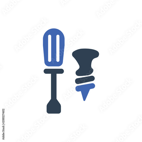 Screw Screwdriver Vector Icon, Screwdriver and Screw Icon