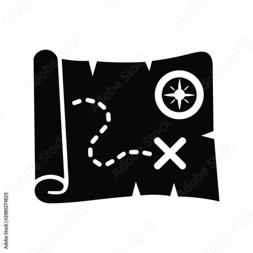 Treasure map adventure exploration icon