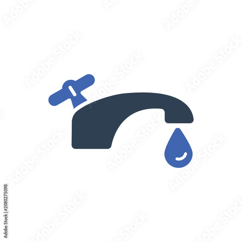 Indoor Water Faucet Icon, Water Faucet Dripping Water Drop Icon