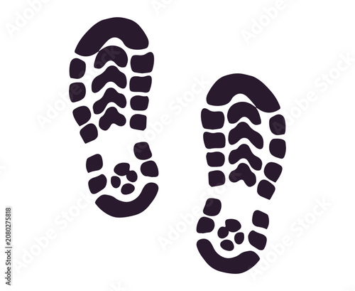Boot footprints flat icon shoe tracks silhouette