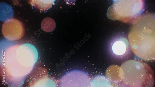 Abstract Colorful Bokeh Light Overlay with Film Grain Texture