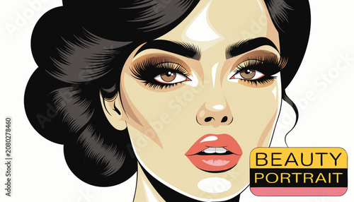 Photos Very beautiful close-up realistic vector of an elegant woman with glowing skin,