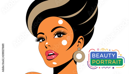 Photography Very beautiful close-up realistic vector of an elegant woman with glowing skin,