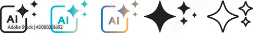 AI Sparkle Icon Set Simple Generative Icon Vector illustration, 
