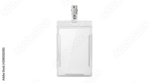 Clear plastic ID badge holder clip bank, transparent, png white isolated on transparent background png