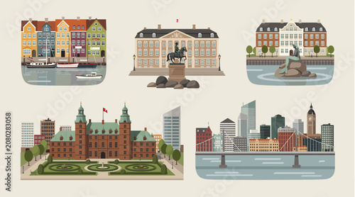 Vector Cityscape Collection: Historic and Modern Buildings & Landmarks
