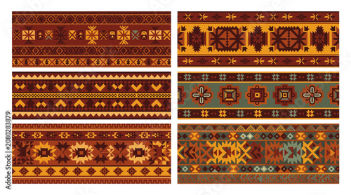 Tribal Textile Patterns: Boho Ethnic Borders and Ornaments