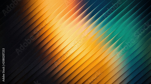 Tableau sur toile Grainy ribbed abstract background with diagonal stripes, vibrant color gradient